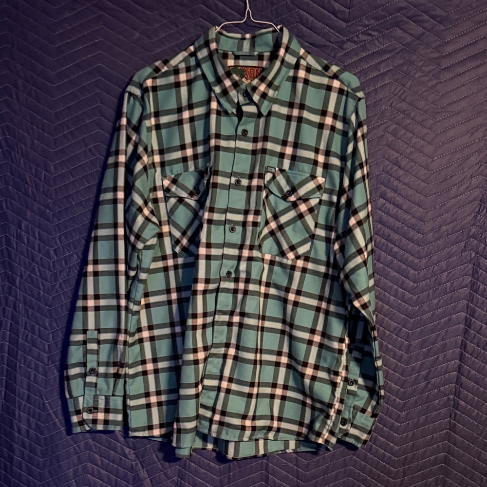DIXXON Teal and Black Plaid Button Down Shirt